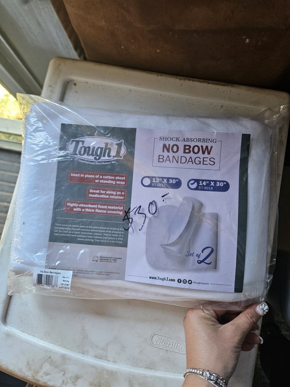 Tough-1 Shock-Absorbing No Bow Bandages - White (Set of 2)